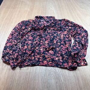 Zara Floral Blouse Small Tie Neck Sheer Lightweight Spring Summer Top